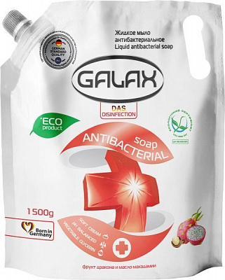 Антибактеріальне рідке мило Galax з екстрактом фрукта дракона і олії макадамії 1500 мл