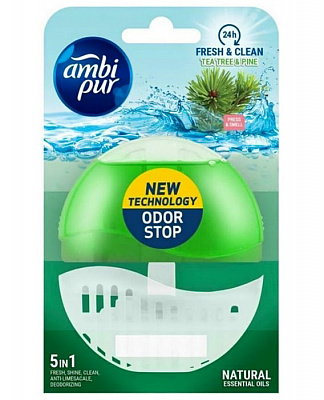 Туалетний блок гелевий Ambi Pur Odor Stop 5в1 Чайне дерево і пихта, 55 мл 816232