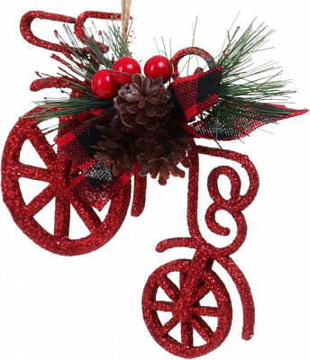 Елочная игрушка Велосипед 12x11 см E09051R 