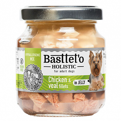 Консерва Basttet`o Holistic смесь курица с телятиной в желе, стекло 130 г