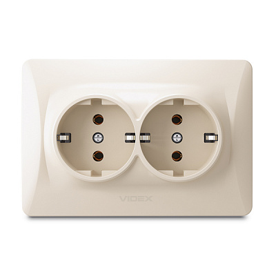 Розетка подвійна із заземленням Videx Binera IP20 кремовий VF-BNSK2G-CR