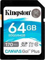 Карта пам'яті Kingston SDXC 64 ГБ Class 10UHS-I Class 3 (U3) (SDG3/64GB) Canvas Go Plus V30 