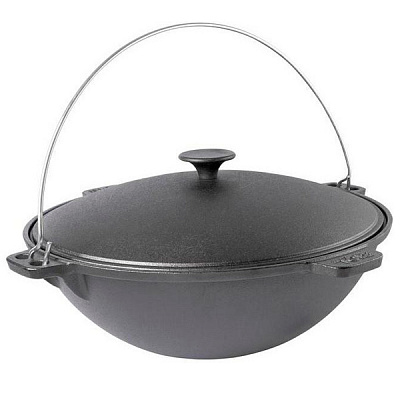 Казан Biol ø370 мм 220 мм 9 л татарський чавунний з дужкою та кришкою 0909