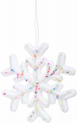 Декорация новогодняя Китай Снежинка с бисером YE2360W 14,5 см белый