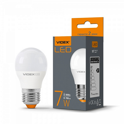Лампа світлодіодна Videx 7 Вт G45 матова E27 220 В 3000 К 24960