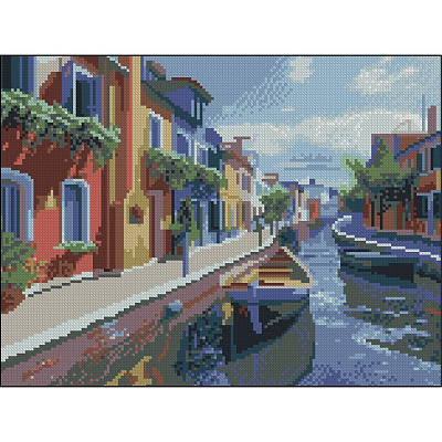 Мозаїка Strateg Вуличка з човнами 30x40 см FZ3040-34