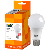 Лампа светодиодная IEK ECO 20 Вт A60 матовая E27 220 В 3000 К