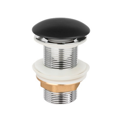 Донный клапан Invena для умывальника без перелива черный матовый Click-clack SC-B1-CBP