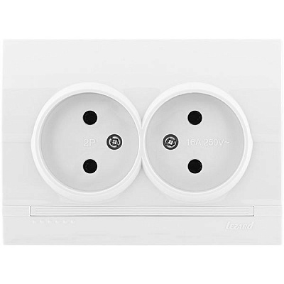 Розетка двойная без заземления Lezard Deriy 16 А 250 В без шторок белый
