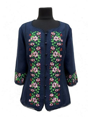 Блуза Галерея льону Клематіс р. 52 темно-синій 9043/52/1367