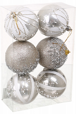 Набор елочных шаров T23-08C d 80 мм 6 шт./уп.