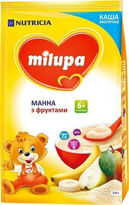 Каша молочная Milupa от 6 месяцев манна з фруктами 610021 5900852930041 210 г 