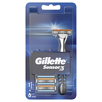 Станок для бритья Gillette Sensor3 + 6 сменных картриджей