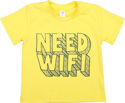 Футболка для мальчиков Roksana №01/16903 Need Wifi р.98-104 желтый 
