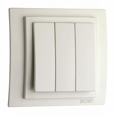 Вимикач триклавішний Mono Larissa без підсвітки 10 А 250В білий 103-191922-114