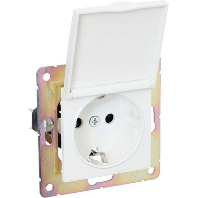 Розетка HausMark Alta без шторок з кришкою білий SNG-SCP.SQ20MG1WGC-WH