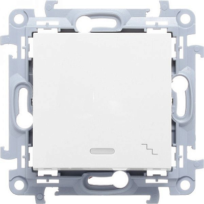 Вимикач прохідний одноклавішний Simon 10 з підсвіткою 10 А 250В білий CW6L.01/11