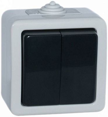 Перемикач прохідний двоклавішний Sven IP54 без підсвітки 10 А 250В IP54 сірий SE-72018