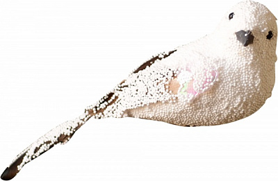 Елочная игрушка Птичка черно-белая 10 см 