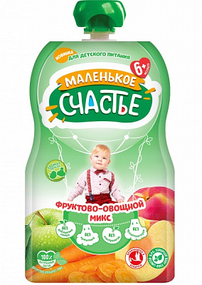 Пюре Маленькое счастье Фруктово-овочевий мікс 90 г 4813163004947