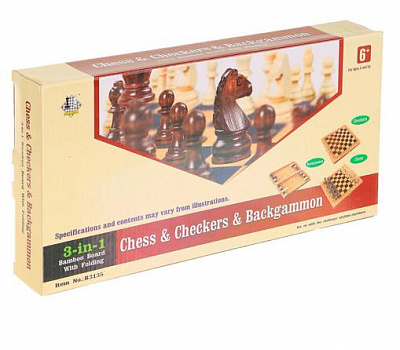 Игра настольная Шахматы 3 в 1 (нарды, шашки) деревянные 822