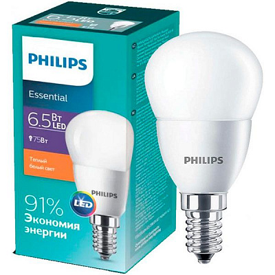 Лампа світлодіодна Philips ESS 6.5 Вт P45 матова E14 220 В 2700 К