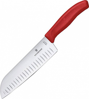 Нож кухонный SwissClassic Santoku 17 см красный 6.8521.17G Victorinox