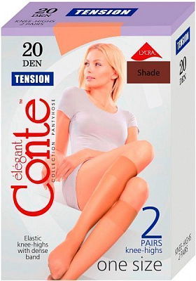 Гольфы женские Conte Tension 20 den 2 пары р. 23-25 темно-бежевый 