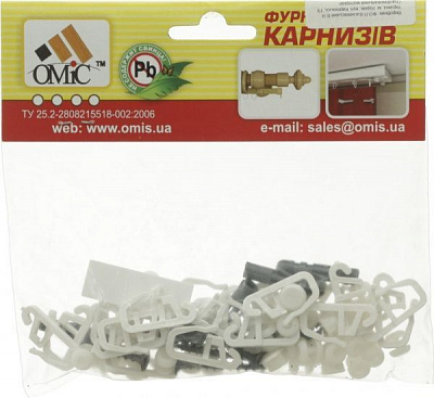 Комплект фурнітури ОМіС до стельового карнизу ОМ1 набірний 200 см білий