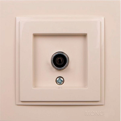 Розетка TV проходная с заземлением Mono Despina без шторок без крышки кремовый 102-170005-137