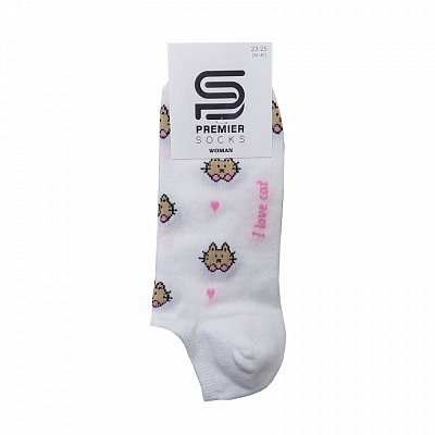 Шкарпетки жіночі Premier Socks I love cat р.23-25 білий