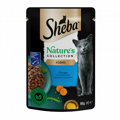 Корм влажный беззерновой для котов Sheba Natures с тунцем льняным маслом и горошком 85 г