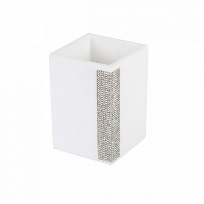 Стакан для зубных щеток Axentia Линдос белый с декором 350 мл 134348