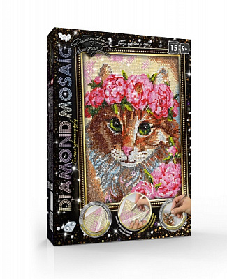 Набір для творчості Danko Toys Діамантовий живопис DIAMOND MOSAIC А4 с.2 №6 Кішка DM-03-06