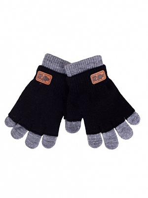 Варежки YO! Тарелка р.14 серо-черный 