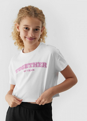 Футболка 4F TSHIRT F0820 4FJAW23TTSHF0820-10S р.140 белый