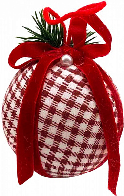 Шар новогодний Dalian Everglory кантри 8 мм бело-красный LX2021-0103