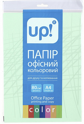 Бумага офисная цветная UP! (Underprice) A4 80 г/м пастель зеленый 20 листов
