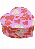 Коробка подарункова у вигляді серця рожева з черв.серцями 311020754 17,3х17,3 см