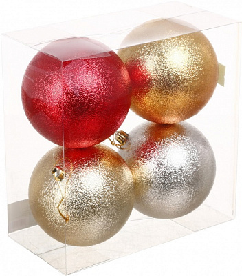 Набір ялинкових куль рельєфних d 100 мм 4 шт./уп.