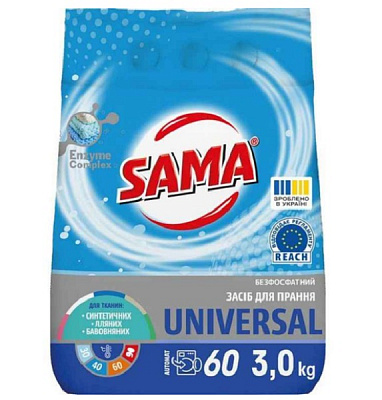 Стиральный порошок для машинной и ручной стирки SAMA Горная свежесть 3 кг