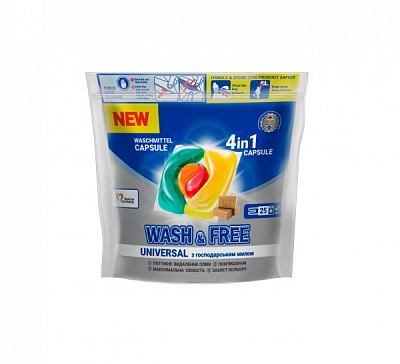 Капсулы для машинной стирки Wash&Free Universal с хозяйственным мылом 25 шт. 