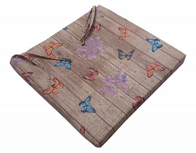 Подушка 42х42 см лонета Монарка Маррон світло бежевий фон метелики