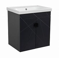 Тумба подвесная Aqua Rodos Мини 60 антрацит с умывальником Frame
