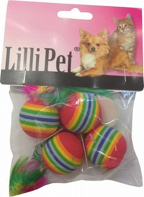 Игрушка для котов Lilli Pet мячики и мышки, в наборе 4шт., полиэстер, пластик