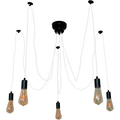 Люстра подвесная Геотон НСБ 02-5х60-960 Паучок-5 5x60 Вт E27 черный/белый 