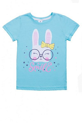 Футболка для девочек Luna Kids с принтом Smile р.122 аквамарин 