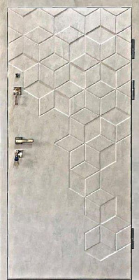 Дверь входная Мавіс Ромб + 3Д серый бетон + ночник 2030x960мм левая