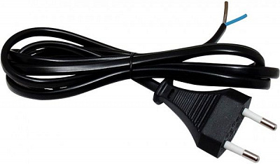 Шнур сетевой с вилкой EMT 2x0,75 мм 1,5 м без заземления 220В 10А IP20 черный