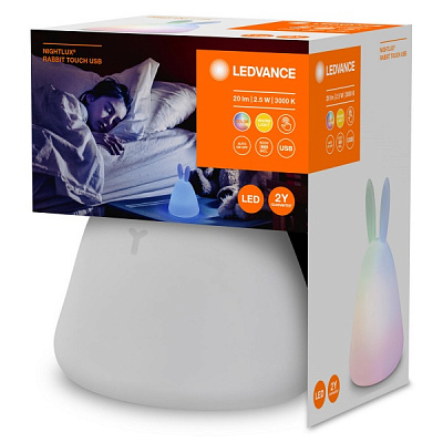 Ночник Ledvance Nightlux Touch LED 2,5 Вт белый Rabbit + USB+ RGBW 